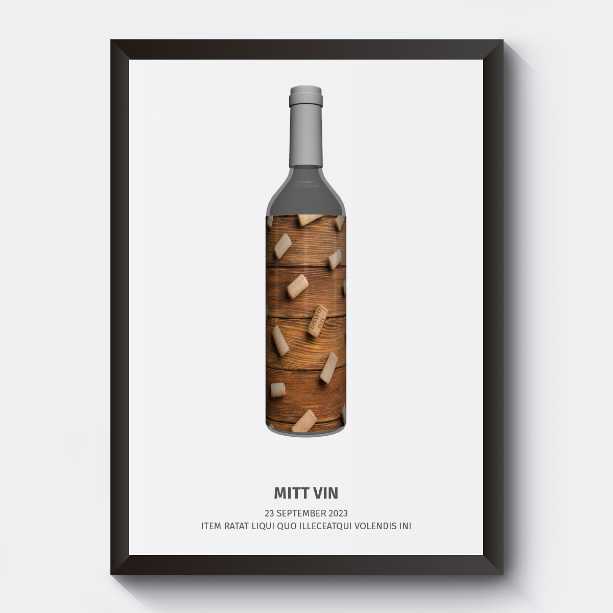 Vinflaska med egen etikett poster