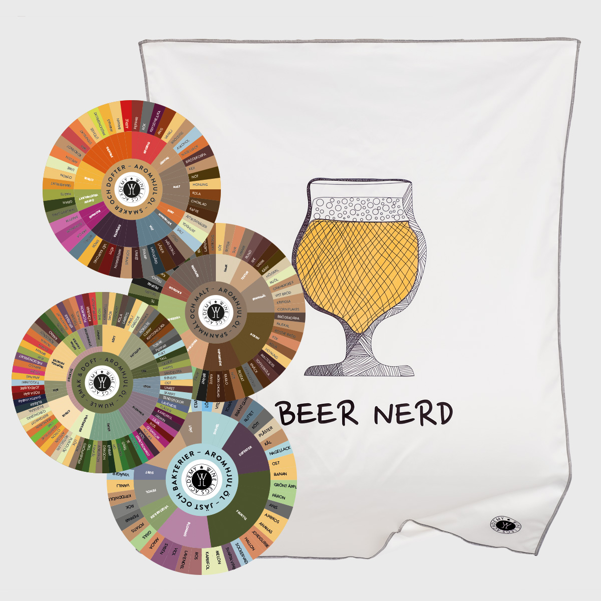 Paket med aromhjul öl och putsduk beer nerd